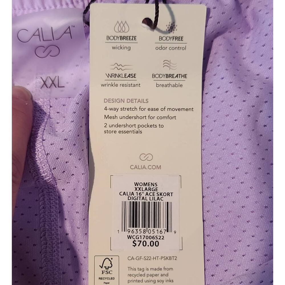 NWT Calia Golf Ace purple pleated skort skirt - XXL / 2XL - pickleball tennis - Picture 7 of 8